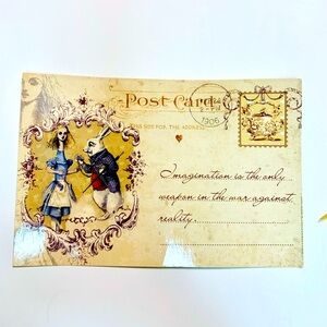Vintage Style Postcard with Alice in Wonderland Design